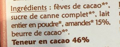 Chocolat Lait Amandes Bio tabs